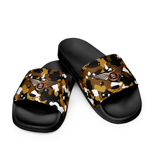 Camouflage LT Brown Unisex Slides - Image 2