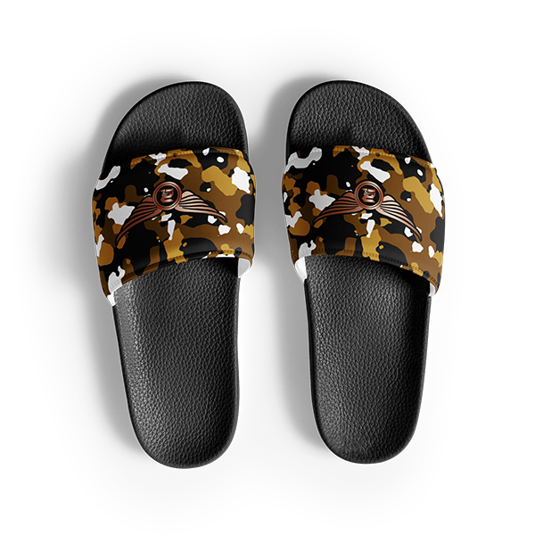 Camouflage LT Brown Unisex Slides - Image 3