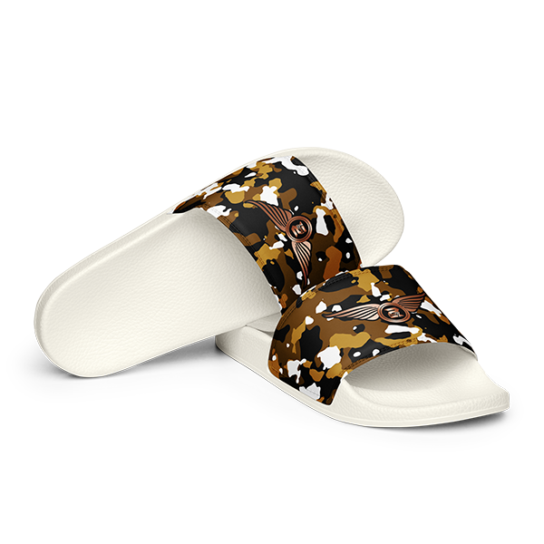 Camouflage LT Brown Unisex Slides - Image 4