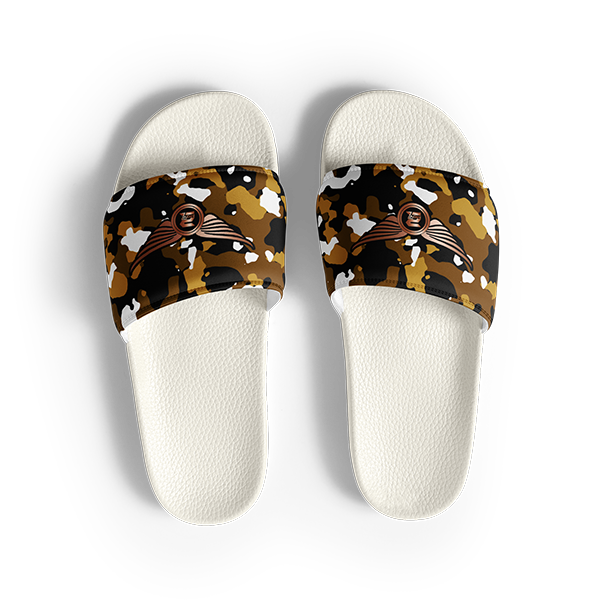 Camouflage LT Brown Unisex Slides - Image 5