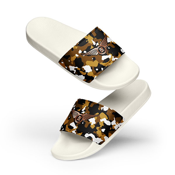 Camouflage LT Brown Unisex Slides - Image 6