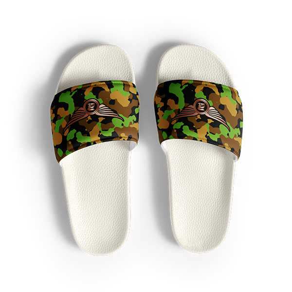 Camouflage DK Green Unisex Slides - Image 4