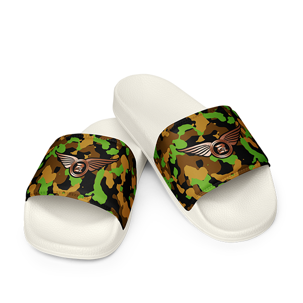 Camouflage DK Green Unisex Slides - Image 5