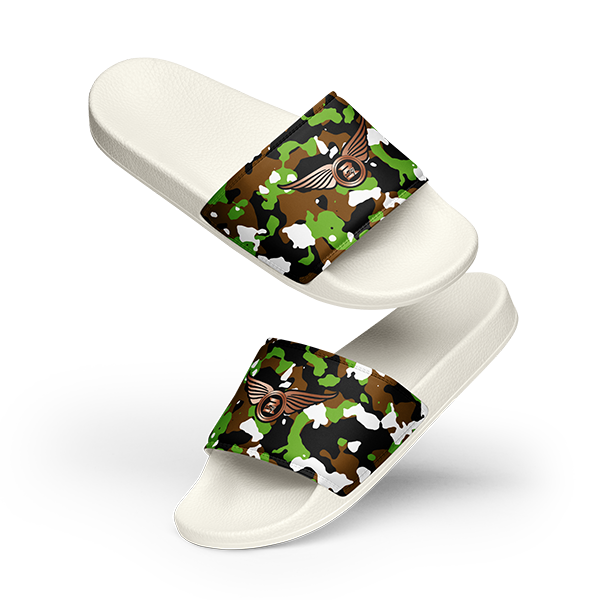 Camouflage LT GR Brown Unisex Slides - Image 6